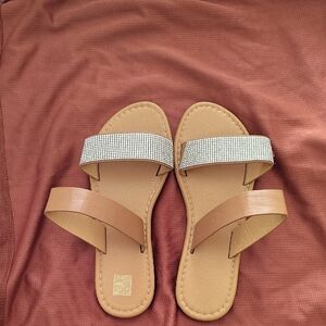 Elegant Tan and Silver Women's Sandals